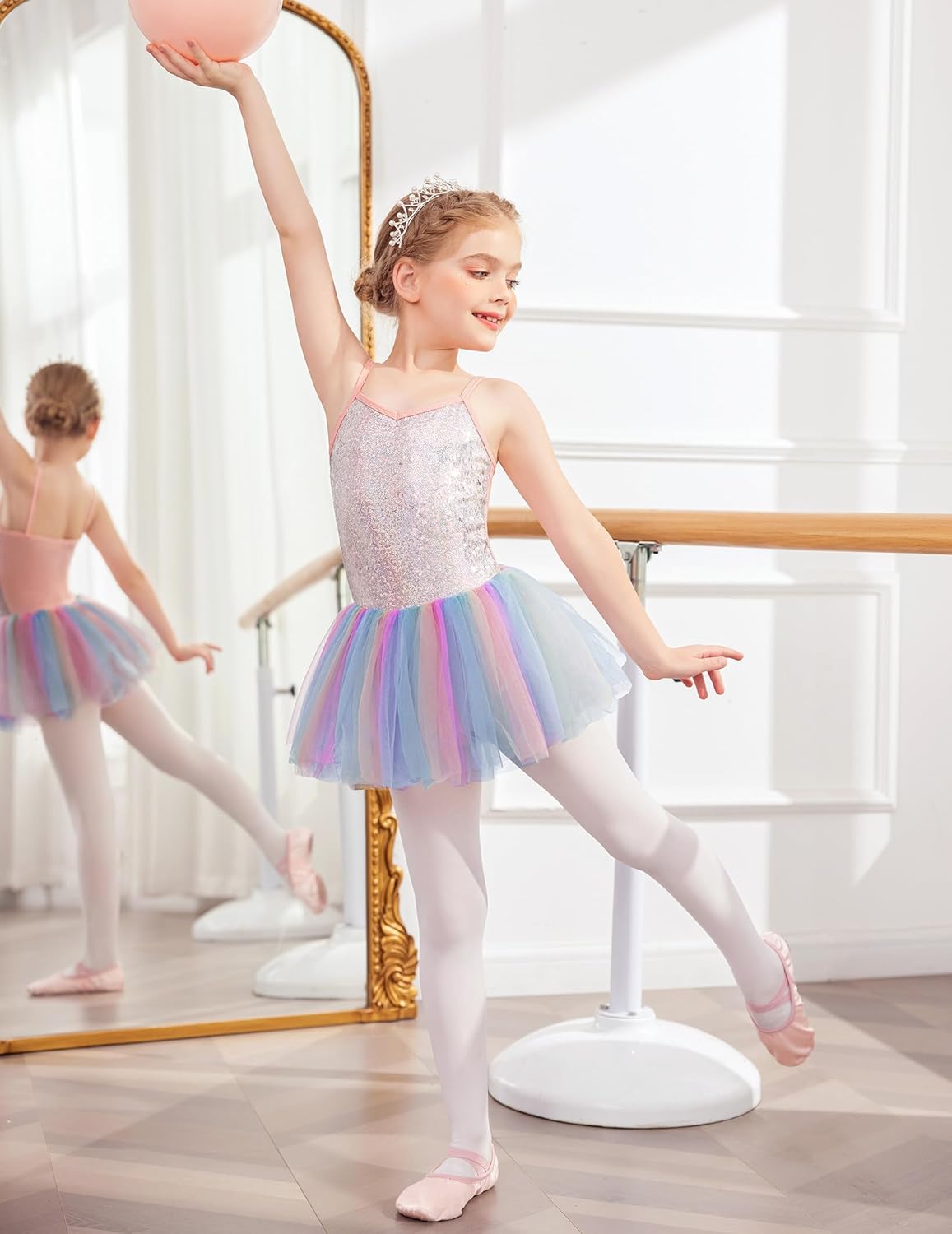 Zaclotre Little Girls Sequin Leotard Sparkly Strap Ballet Leotards Tutu Dress Ballerina Outfit Dance Costume for Kids - TrendyLookz