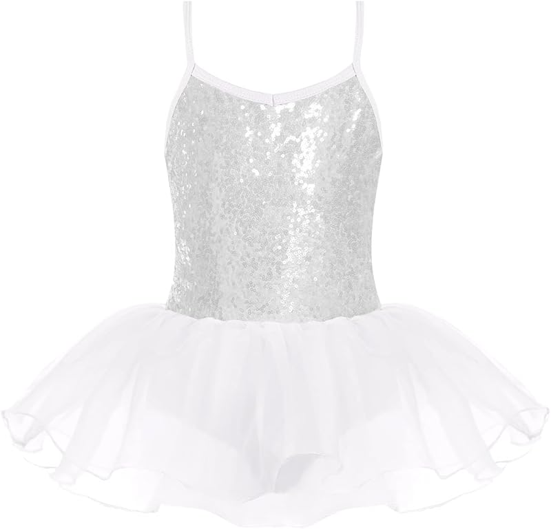 Zaclotre Little Girls Sequin Leotard Sparkly Strap Ballet Leotards Tutu Dress Ballerina Outfit Dance Costume for Kids - TrendyLookz