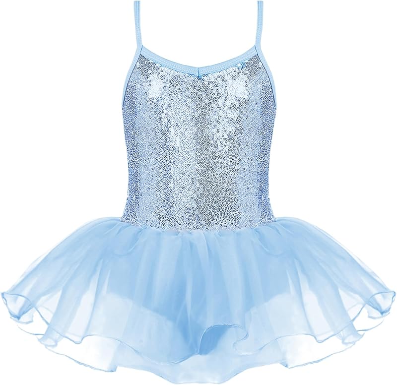 Zaclotre Little Girls Sequin Leotard Sparkly Strap Ballet Leotards Tutu Dress Ballerina Outfit Dance Costume for Kids - TrendyLookz