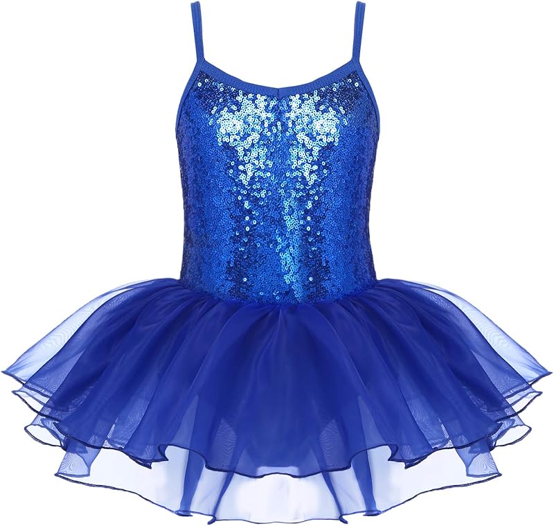 Zaclotre Little Girls Sequin Leotard Sparkly Strap Ballet Leotards Tutu Dress Ballerina Outfit Dance Costume for Kids - TrendyLookz