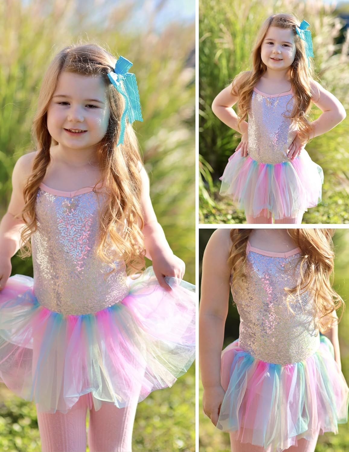 Zaclotre Little Girls Sequin Leotard Sparkly Strap Ballet Leotards Tutu Dress Ballerina Outfit Dance Costume for Kids - TrendyLookz