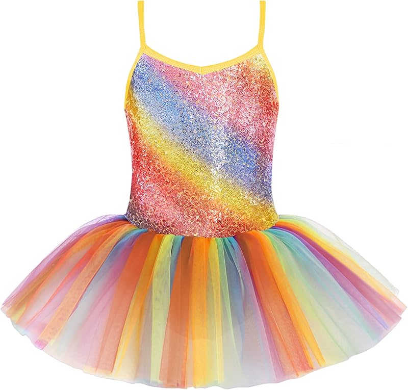 Zaclotre Little Girls Sequin Leotard Sparkly Strap Ballet Leotards Tutu Dress Ballerina Outfit Dance Costume for Kids - TrendyLookz