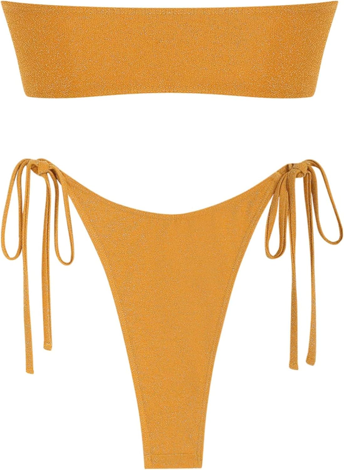 ZAFUL Metal Ring Bandeau Bikini Set Tie Side Bathing Suit High Cut 2 Piece Swimsuit Cutout Swimwear - TrendyLookz